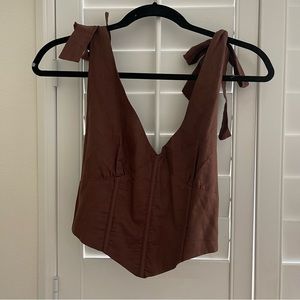 pepper mayo corset style tie strap top